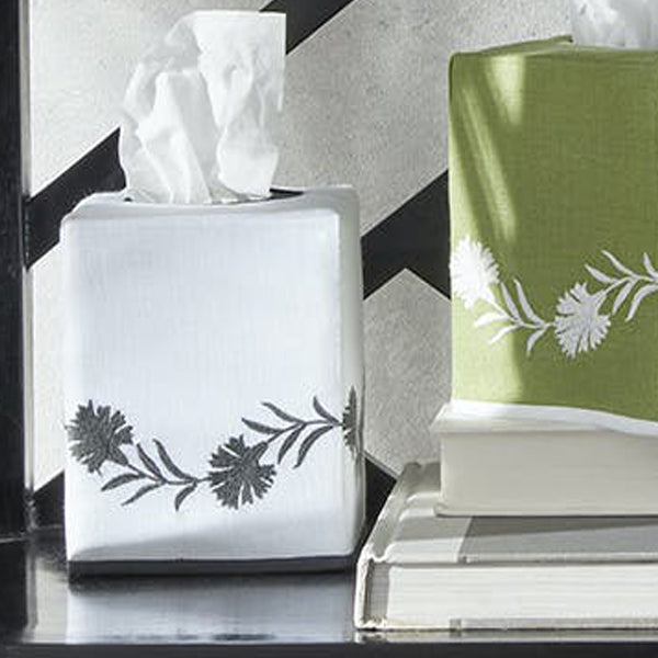 Daphne Tissue Box Cover Bathroom Accessories Matouk White Charcoal 