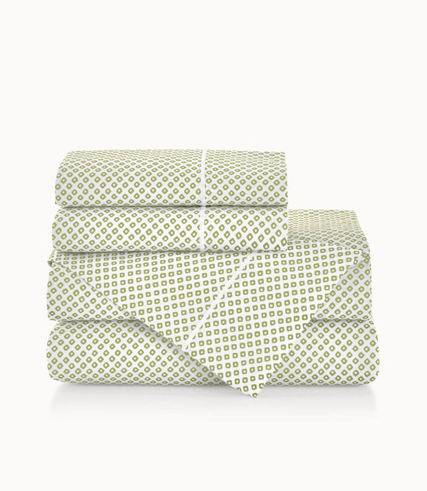 Emma Printed Sateen King Sheet Set Bedding Style Peacock Alley Green 