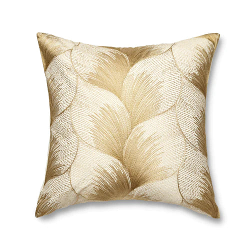 Fan Pillow 24x24 Bedding Style Ann Gish White Gold 
