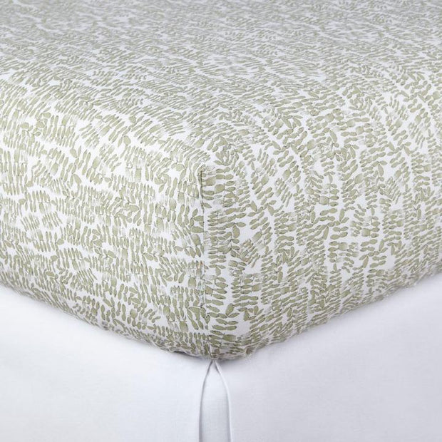Fern King Fitted Sheet Bedding Style Peacock Alley Olive 