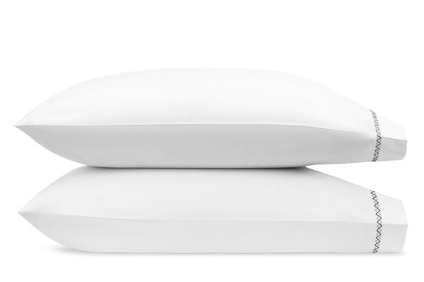 Hatch Standard Pillowcases - pair Bedding Style Matouk Platinum 