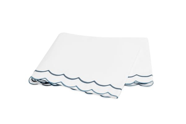 India Full/Queen Flat Sheet Bedding Style Matouk Hazy Blue 
