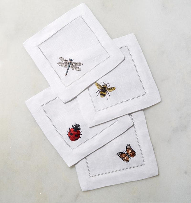 Table Linens - Insetti Cocktail Napkins - Set Of 4