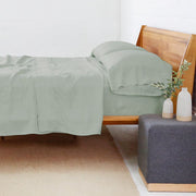 Linen Cal King Sheet Set Bedding Style Pom Pom at Home Sage 