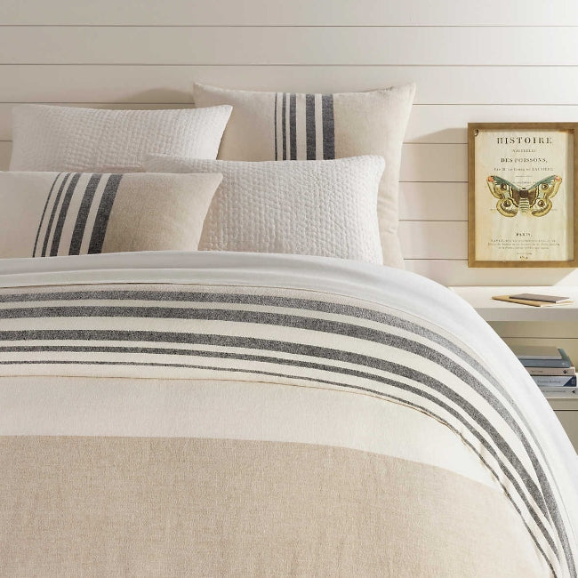Linen Chenille Stripe Twin Duvet Cover Pine Cone Hill