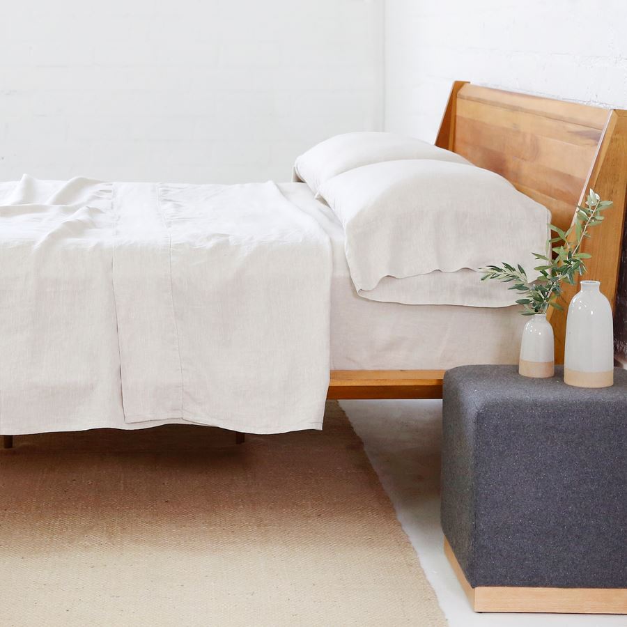 Linen Queen Sheet Set Bedding Style Pom Pom at Home Flax 