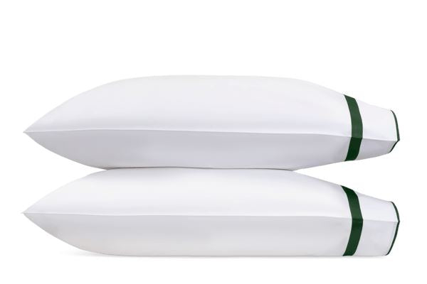 Louise King Pillowcase-Pair Bedding Style Matouk Green 