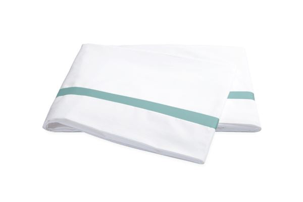 Lowell Full/Queen Flat Sheet Bedding Style Matouk Aquamarine 