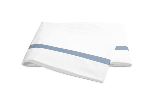 Lowell Full/Queen Flat Sheet Bedding Style Matouk Hazy Blue 