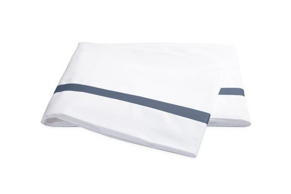 Lowell Full/Queen Flat Sheet Bedding Style Matouk Steel Blue 