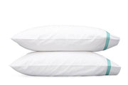 Lowell King Pillowcase-Single Bedding Style Matouk Aquamarine 