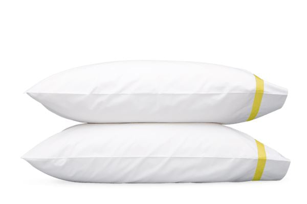 Lowell King Pillowcase-Single Bedding Style Matouk Lemon 