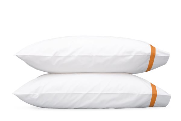 Lowell King Pillowcase-Single Bedding Style Matouk Tangerine 