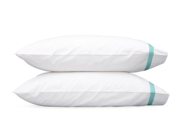 Lowell Standard Pillowcase-Single Bedding Style Matouk Aquamarine 