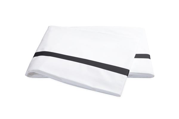 Lowell Twin Flat Sheet Bedding Style Matouk Charcoal 