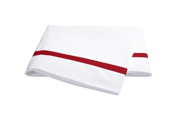Lowell Twin Flat Sheet Bedding Style Matouk Scarlet 
