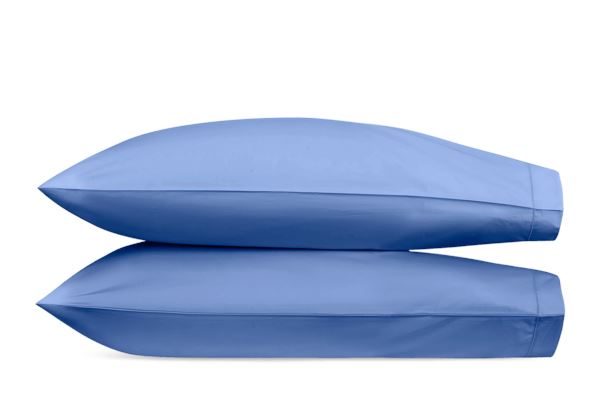 Luca Satin Stitch Standard Pillowcase- Pair Bedding Style Matouk Azure 