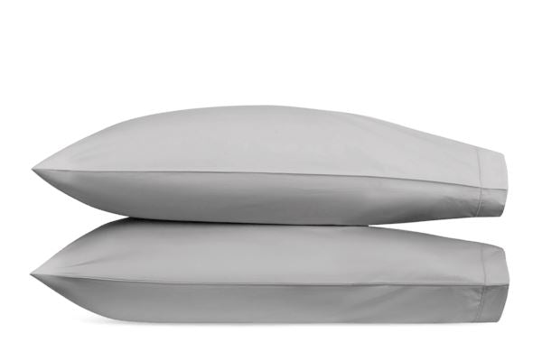 Luca Satin Stitch Standard Pillowcase- Pair Bedding Style Matouk Silver 