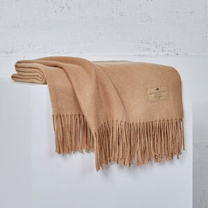 Luxe Italian Cashmere Throw Throw Lands Downunder Camel 