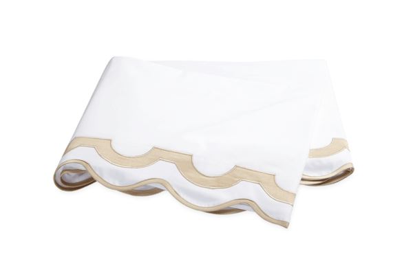 Mirasol Full/Queen Flat Sheet Bedding Style Matouk White/Champagne 