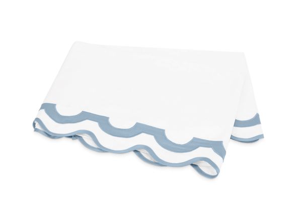 Mirasol Full/Queen Flat Sheet Bedding Style Matouk White/Hazy Blue 