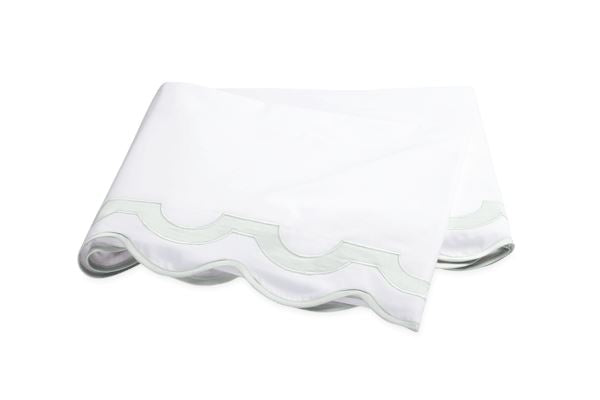 Mirasol Full/Queen Flat Sheet Bedding Style Matouk White/Opal 