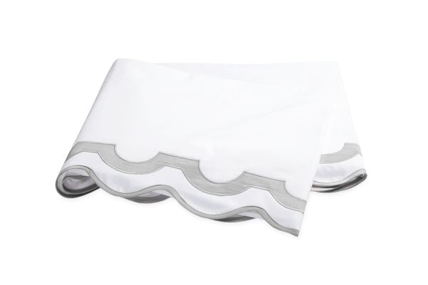 Mirasol Full/Queen Flat Sheet Bedding Style Matouk White/Silver 