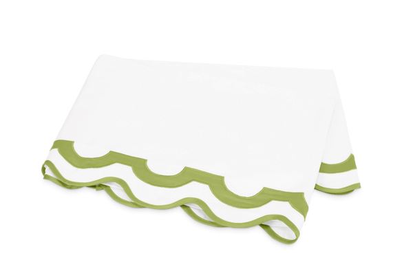 Mirasol King Flat Sheet Bedding Style Matouk White/Grass 