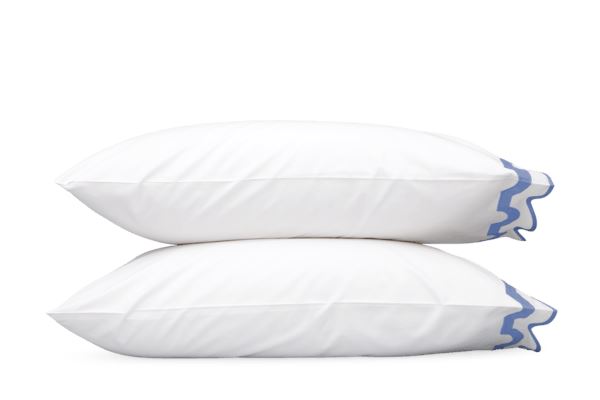 Mirasol Standard Pillowcase- Single Bedding Style Matouk White/Azure 