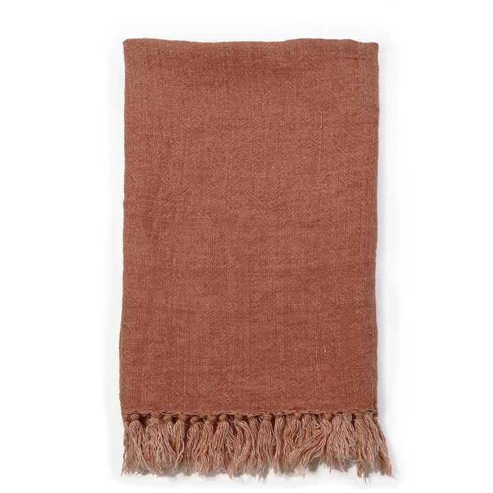 Montauk King Blanket Bedding Style Pom Pom at Home Terra Cotta 