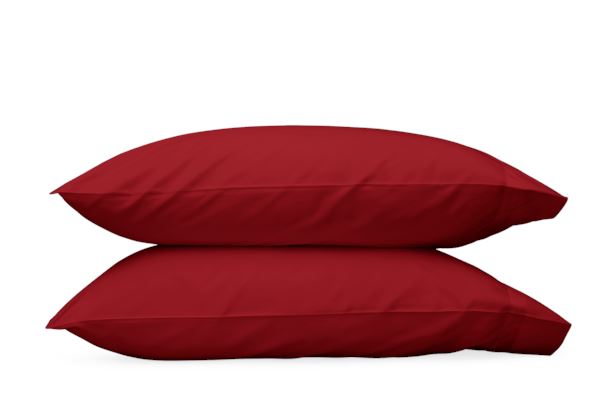 Nocturne King Pillowcase- Single Bedding Style Matouk Scarlet 