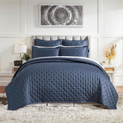 Oscar King Quilt Bedding Style Orchids Lux Home Navy 