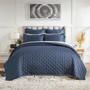 Oscar Queen Quilt Bedding Style Orchids Lux Home Navy 