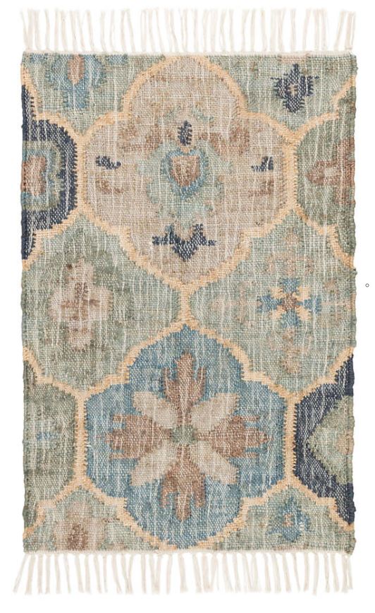 Pali Blue Woven Jute Rug Bedside Manor