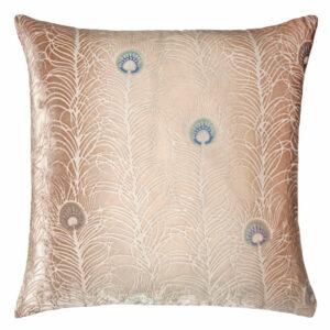 Peacock Feather 26" Decorative Pillow Kevin O'Brien Latte 