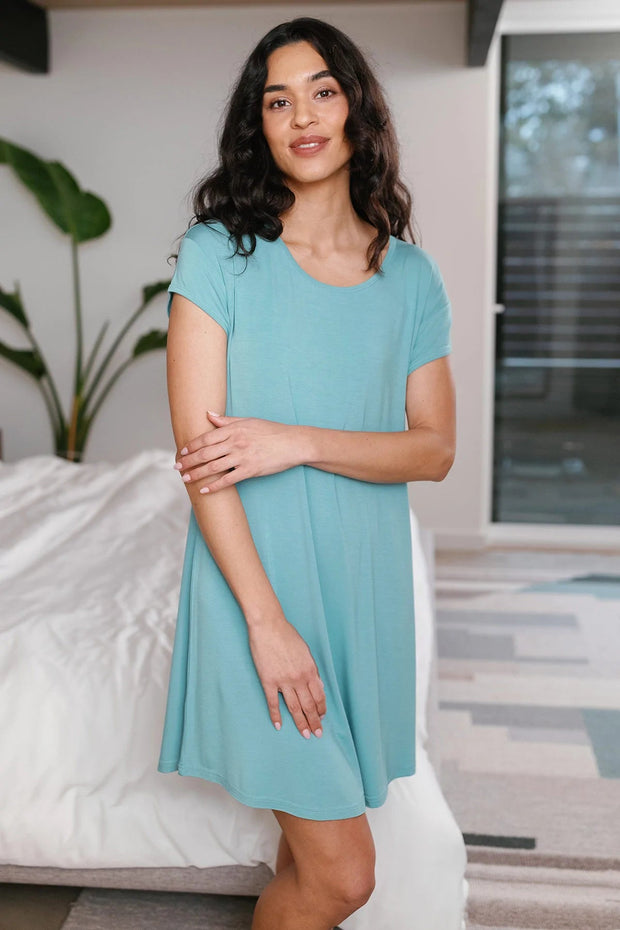 Penelope Cap Sleeve Oversized Bamboo Nightshirt Sleepwear & Loungewear Yala Small Nile 
