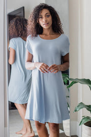 Penelope Cap Sleeve Oversized Bamboo Nightshirt Sleepwear & Loungewear Yala Small Sky 