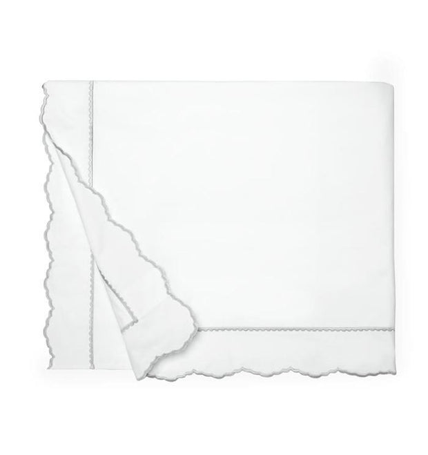 Pettine Full/Queen Duvet Cover Bedding Style Sferra White Tin 