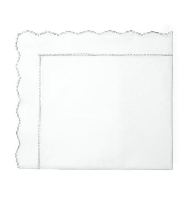 Pettine Full/Queen Flat Sheet Bedding Style Sferra White Tin 