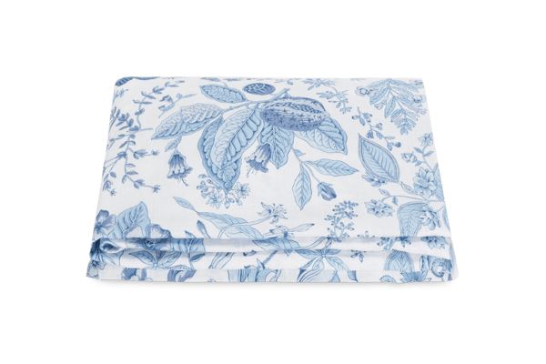 Pomegranate Linen Cal King Fitted Sheet Bedding Style Matouk Porcelain Blue 