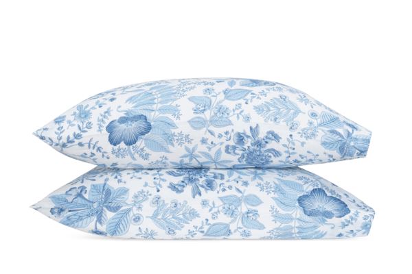 Pomegranate Linen King Pillowcases - pair Bedding Style Matouk Porcelain Blue 