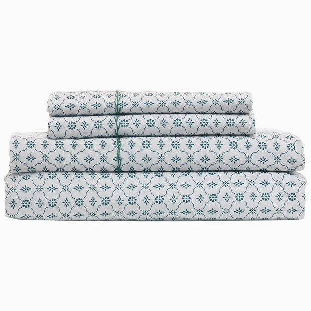 Sag Harbor Peacock Full/Queen Fitted Sheet Bedding Style John Robshaw 