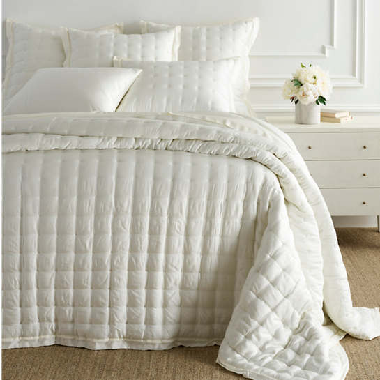 Silken Solid King Puff Quilt Bedding Style Pine Cone Hill Ivory 