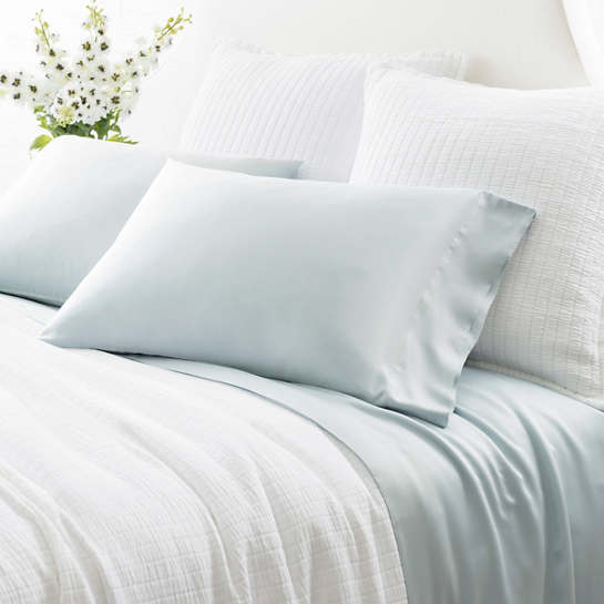 Silken Solid Standard Pillowcase- Pair Bedding Style Pine Cone Hill Robin Egg Blue 