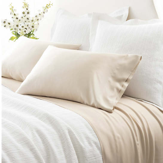 Silken Solid Standard Pillowcase- Pair Bedding Style Pine Cone Hill Sand 