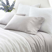 Silken Solid Twin Sheet Set Bedding Style Pine Cone Hill Grey 