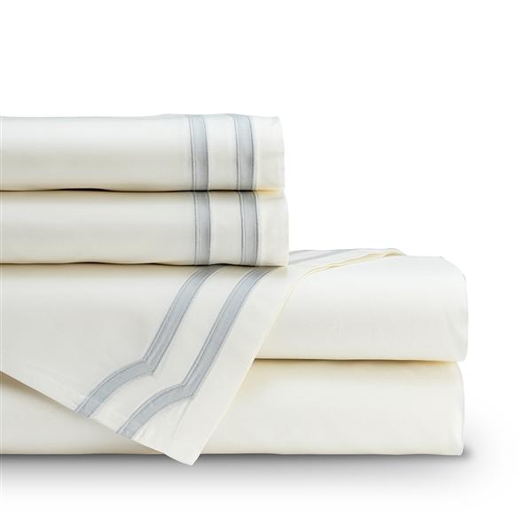 Soho King Sheet Set Bedding Style Lili Alessandra Ivory Gray 