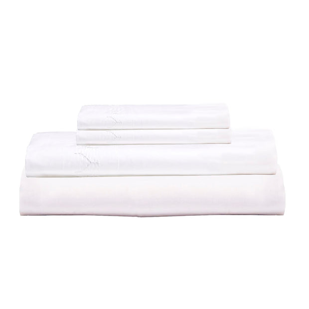 Stitched Organic Full/Queen Sheet Set Bedding Style John Robshaw White 