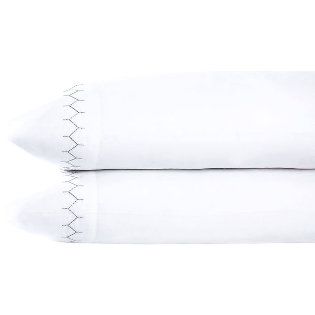 Stitched Organic Standard Pillowcase-Pair Bedding Style John Robshaw Gray 