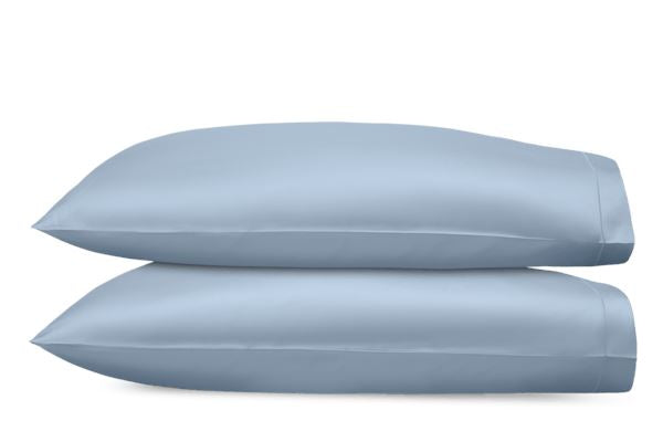 Talita Satin Stitch King Pillowcases- Pair Bedding Style Matouk Hazy Blue 